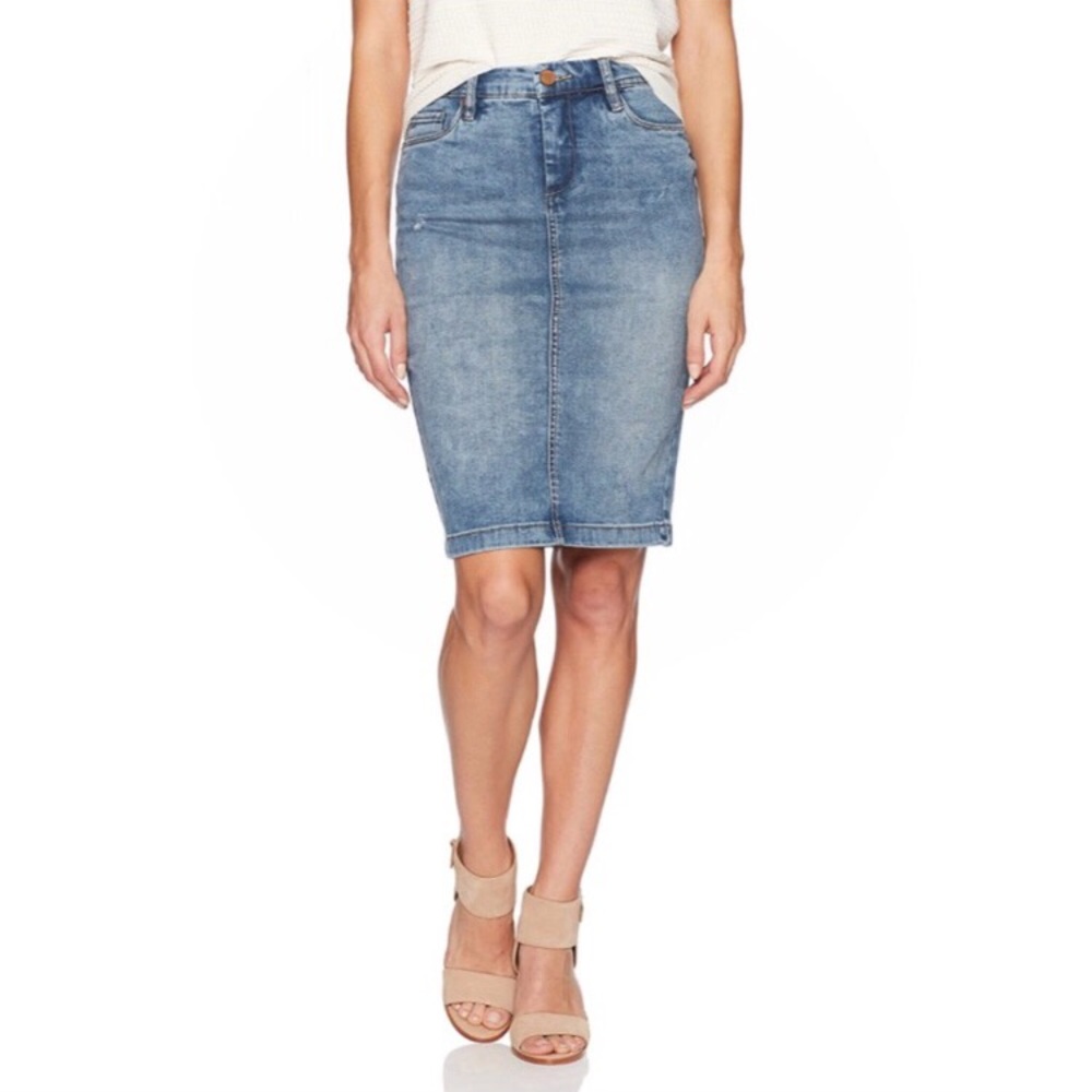 blanknyc distressed denim pencil skirt